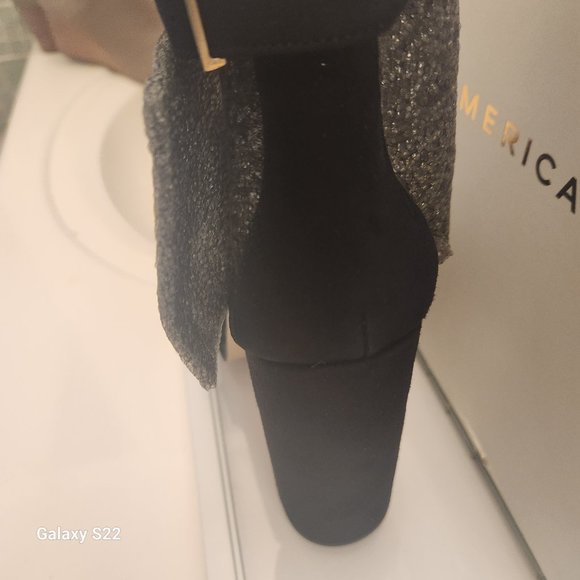 NIB Good American Platform Sandals chunky black suede heels. Various. - Picture 3 of 12